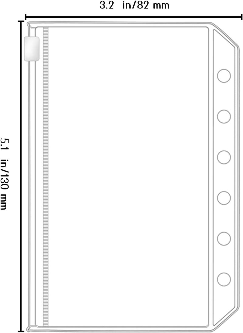 Antner 12pcs A7 Mini Binder Pockets 6 Holes Zipper Cash Envelopes for Budgeting Loose Leaf Bags Planner Insert Pouches for A7 6-Ring Budget Wallet Binder - Image 2